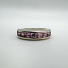 1ct Pink CZ Princess Cut Eternity Band Ring in Sterling Silver Size L - M *