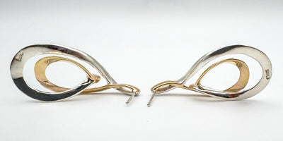 Large Vermeil Two Tone Infinity Drop Earrings in Sterling Silver 925