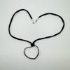 Large Black CZ Open Heart Pendant Sterling Silver 925 & Black Suede 16” Necklace