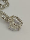 T-Bar Bracelet & Large CZ Heart Charm in Sterling Silver 925 7g *