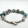 Blue / Green Italian Charm Bracelet in Sterling Silver 925 by Carlo Biagi 49g