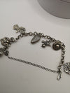 Unusual 7x Charm Bracelet 8" in Sterling Silver 925 Heavy 26g