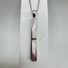 Pink Mother of Pearl Bar Drop Pendant 16” Necklace in Sterling Silver 925 6g *