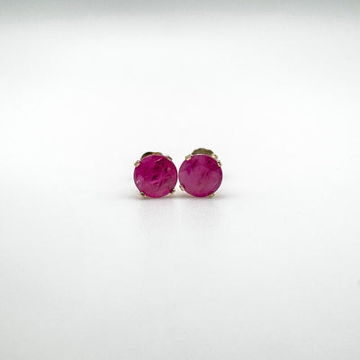 14ct Gold 1ct Ruby Solitaire Stud Earrings 