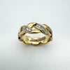 2x Diamond Set Criss Cross Gold Plated Ring Size O - P