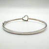 0.30ct Black & White Natural Diamond Heart Bangle Bracelet Sterling Silver 925