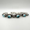 Unusual Blue Glass 8.5” Bracelet in Sterling Silver 925 Heavy 21.9g