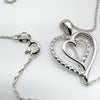 Diamond Double Open Heart Pendant & 18” Necklace in Sterling Silver 925 *