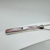 Pink Mother of Pearl Bar Drop Pendant 16” Necklace in Sterling Silver 925 6g *