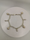 7" Beaded Ball Charm Bracelet 925 Sterling Silver 11g