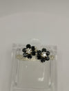 Toi Et Moi Black Flower CZ Ring in Sterling Silver 925 Size N - O