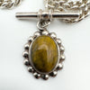 Vintage T-Bar & 18” Curb Links Chain & Tigers Eye Pendant Sterling Silver 47g