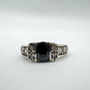 0.50ct Black & White CZ Ring in Sterling Silver 925 Size J - K *