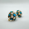 Vintage Antique 9ct Gold Turquoise & Pearl Earrings Screw On Unpierced Ears 4.8g