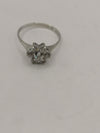 Sterling Silver Flower CZ Engagement / Stacking Ring Size L - M 925 *