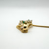 Unusual Vintage 18ct Gold 1ct Diamond & Emerald Pendant & 14ct 18” Foxtail Chain