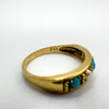 9ct Gold Half Hoop Turquoise & Pearl Ring Size N - O