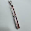 Pink Mother of Pearl Bar Drop Pendant 16” Necklace in Sterling Silver 925 6g *