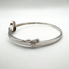 0.30ct Black & White Natural Diamond Heart Bangle Bracelet Sterling Silver 925