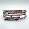 Ruby & Diamond Bangle Bracelet on Sterling Silver 925 Rhodium Plated Heavy 44g