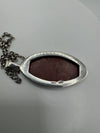 Vintage Agate Oval Pendant & 18” Necklace Belcher Chain 925 *