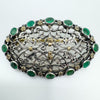 Antique Natural Emerald & Rose Cut Diamond Brooch in Gold / Silver 7g