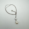 Pearl CZ Pendant Necklace & Earring Set in Sterling Silver 925 *