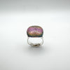 Unusual Large Purple Glass Colour Change Ring in Sterling Silver 925 Size N - O