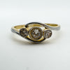 Art Deco 18ct Gold & Platinum 0.35ct Diamond Trilogy Ring Size K - L