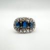 Antique 18ct Gold  1.80ct Trilogy Sapphire & Rose Cut Diamond Ring Size R - S