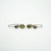 Vintage Peridot Grey Rutile Quartz Shepherds Hook Drop Earrings Sterling Silver