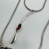 Garnet Pendant & 16” Snake Chain in Sterling Silver 925 *