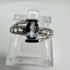 0.30ct Blue Topaz & White Zircon Sterling Silver Ring by TGGC Size N - O