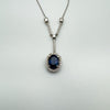 18ct White Gold Sapphire & Diamond Pendant Necklace 16” Chain