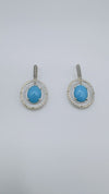 3ct Turquoise & Diamond Drop Earrings on 925 Sterling Silver