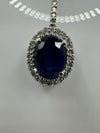 18ct White Gold Sapphire & Diamond Pendant Necklace 16” Chain