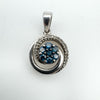 Unusual Blue & White 0.20ct Diamond Pendant in Sterling Silver 925