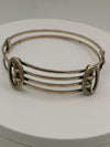 Unusual Vintage Gold on Silver Double Buckle Bangle stamped Depose 11g 