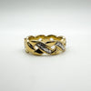 2x Diamond Set Criss Cross Gold Plated Ring Size O - P