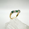 9ct Gold Emerald & Diamond Wishbone V Shaped Wedding Eternity Stacking Ring N O