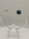 Unusual Flexible Torque Bangle / Cuff / Beaded Coloured Ball Sterling Silver 925