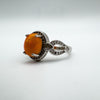 Orange Fire Opal Engagement Stacking Ring in Sterling Silver 925 Size M - N