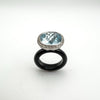 Huge 19.77ct Blue Topaz & Natural Diamond Onyx Cocktail Ring Size P - Q