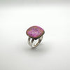 Unusual Large Purple Glass Colour Change Ring in Sterling Silver 925 Size N - O