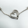 0.10ct Diamond Heart Bracelet in Sterling Silver 925 7.5-8.5” inches 