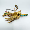 Vintage / Antique 14ct Gold Swallow Gem Set Brooch Turquoise Heavy 7g