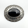 Large Vintage Oval Black Onyx Brooch in Sterling Silver 925