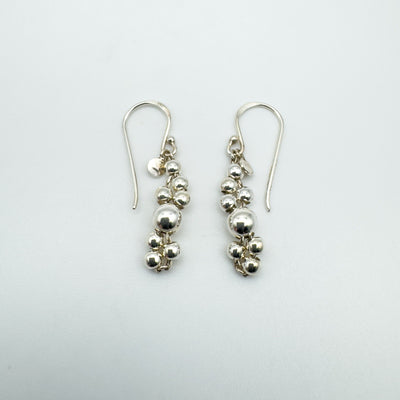 Beaded Ball Drop Earrings in Sterling Silver 925