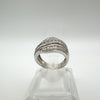 2ct CZ Multi Row Wave Ring in Sterling Silver 925 Size L - M Heavy 6g