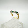 9ct Gold Emerald & Diamond Wishbone V Shaped Wedding Eternity Stacking Ring N O